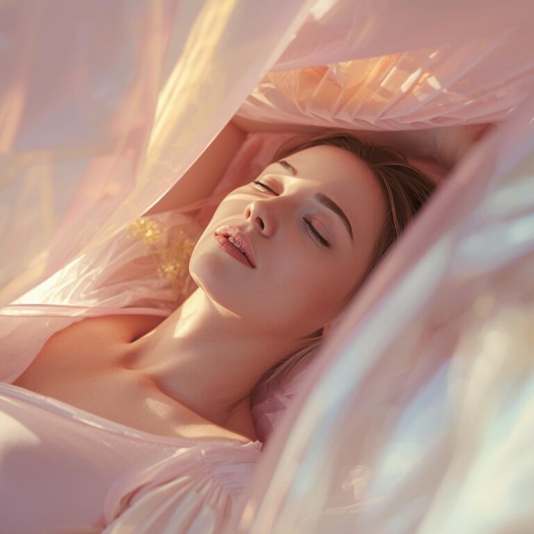 Frau in Ruhepose – Symbol für Erholung, Balance & innere Kraft.