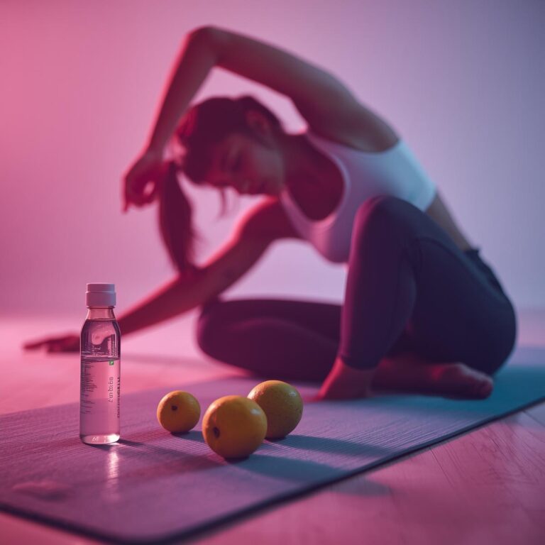 Person nach Workout mit Obst & Matte – Symbol für Ruhe, Kontrolle & Balance.