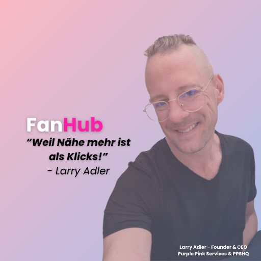 Pastellfarbenes Motiv mit der Aufschrift „Weil Nähe mehr als nur Klicks ist“. Symbol für echte Verbindung, Authentizität und Vertrauen im FanHub von PPSHQ.