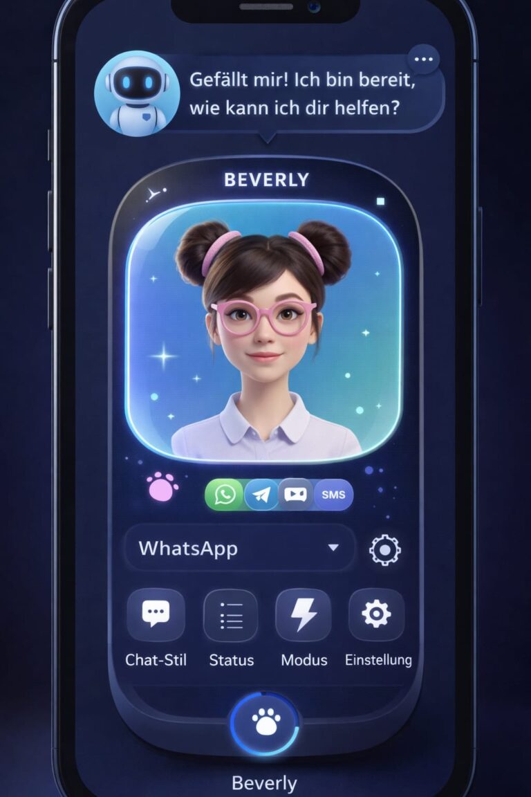 Beverly als minimalistische Handy-App mit KI-Assistentin, die per Foto oder Klick Dokumente erfasst, versteht und automatisch Ordnung in Papierkram schafft.